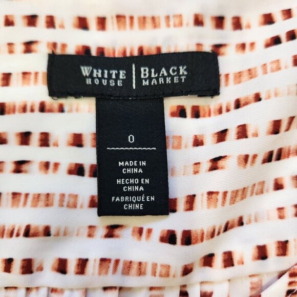White House Black Market Drape Front Sleeveless Blouse Size 0 Red Cream Stretch - Picture 4 of 10